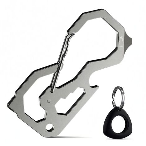 EDC-Multitool im Kreditkartenformat, Smart Finder Schutzhülle mit Karabiner, Flaschenöffner, Schraubendreher, Inbusschlüssel und Hebel, für Wandern und Camping