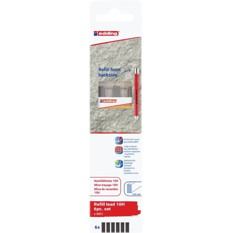 Image of 10H Graphit 6er-Blister 4-8891-6-2097 Punta di ricambio Nero 1 kit - Edding