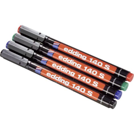 Edding 140 S 4-140-4 Marqueur pour film noir, rouge, bleu, vert résiste à l'eau: oui Q056443