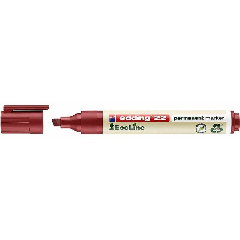 22 EcoLine Permanent Marker Chisel Tip 1-5mm Line Red (Pack 10) - Red - Edding