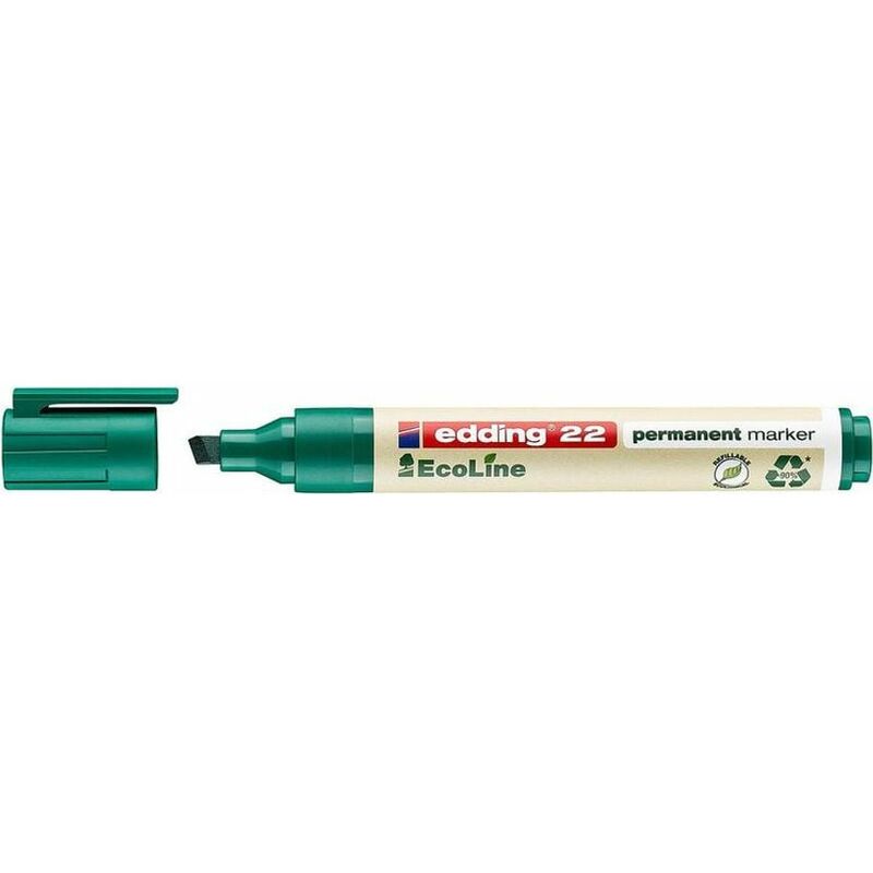 Edding - 22 Ecoline Permanent Marker Chisel Tip 1-5Mm Line Green (Pack 10) - Green