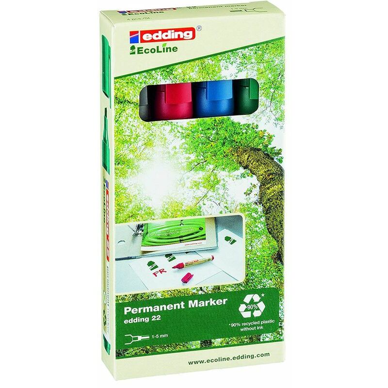 Edding - 22 Ecoline Permanent Marker Chisel Tip 1-5Mm Line Assorted Colours - Assorted