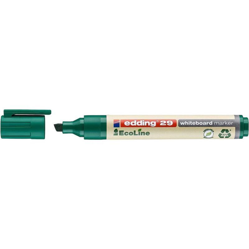 Edding - 29 EcoLine Whiteboard Marker Chisel Tip 1-5mm Line Green (Pack 10)