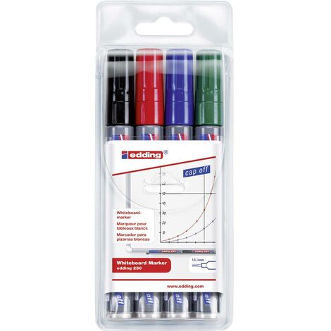 Edding 4-250-4 edding 250 whiteboard marker Marqueur tableau blanc noir, bleu, rouge, vert 4 pc(s)/emb.