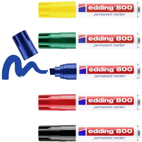 Edding 4-800999 Marcatore indelebile Nero, Rosso, Blu, Verde, Giallo resistente all'acqua: Sì