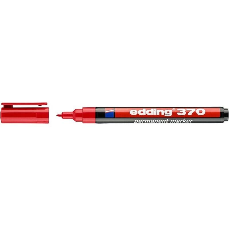 Edding - 370 Permanent Marker Bullet Tip 1mm Line Red (Pack 10) - Red