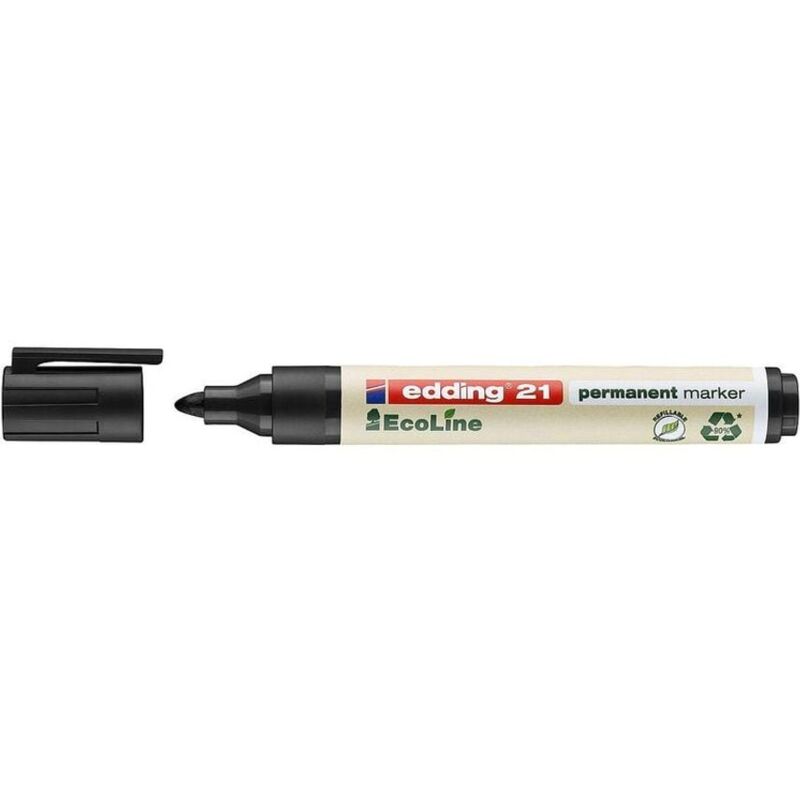 21 EcoLine Permanent Marker Bullet Tip 1.5-3mm Line Black (Pack 10 - Black - Edding
