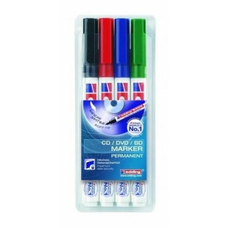 Edding 8400 marcatore permanente Tipo di punta Nero, Blu, Verde, Rosso 4 pz