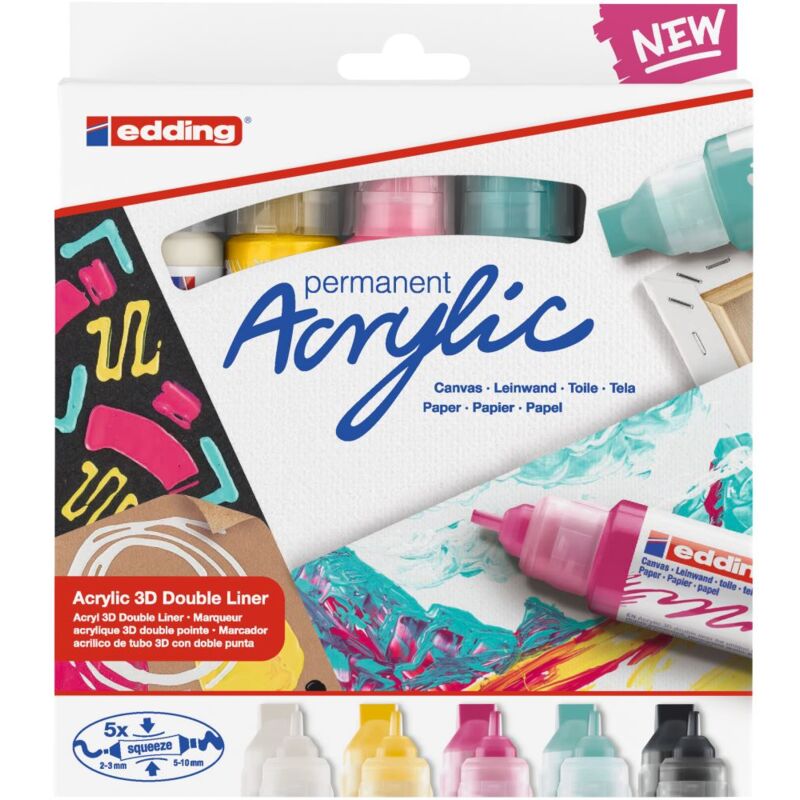 Edding - Acrylic Marker 3D Double Liner 5400 basic 5Stück