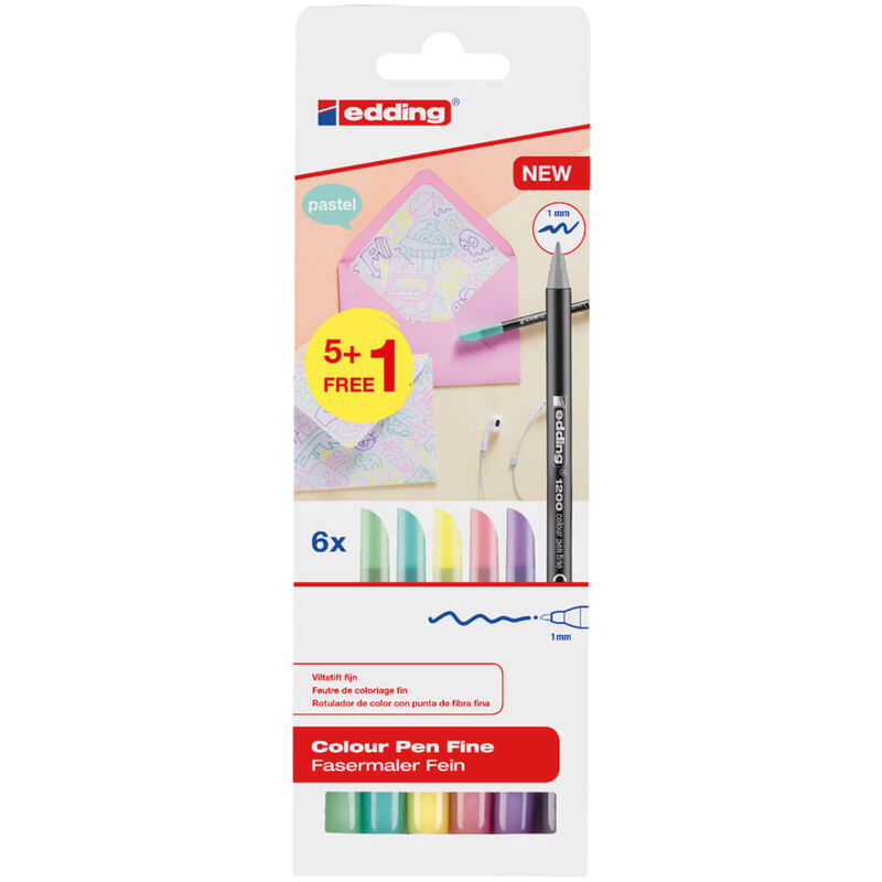 

Rotuladores de colores clásicos finos 6 uds multicolor 1200 - Edding