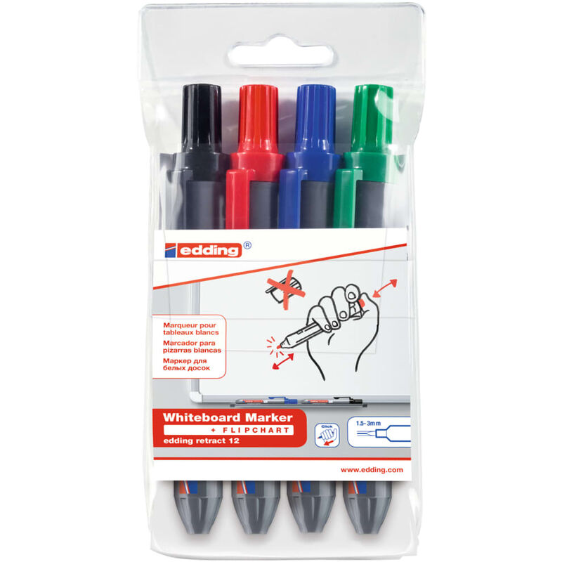 

Rotuladores de pizarra blanca 4 uds multicolor retráctil 12 - Edding