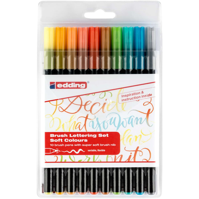 

Rotuladores punta pincel lettering 10 pzas colores suaves 1340 - Edding