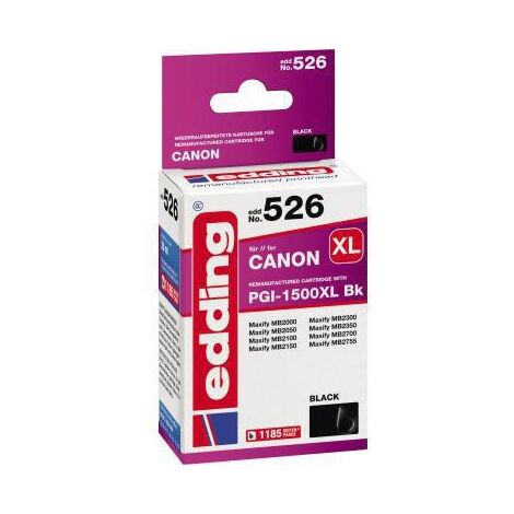EDDING Tintenpatrone edding kein Originalzubehör Kompatibel mit: Canon PGI-1500XL BK EDD-526schwarz 35ml