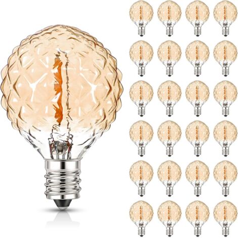 Ede Ampoule G40 LED E12 220V Edison Vintage 1W Globe équivalentes 10 watts Ampoules blanc chaud 2200K GuirlandeDécorative Jardin,diamant,25 pièces