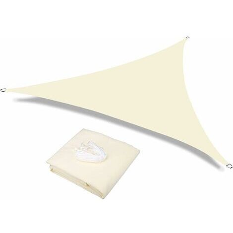 Ede Auvent Imperméable Voile Extérieur Patio Patio Soirée Protection Solaire Auvent 4x4x4m Auvent Triangulaire 98% Blocage UV avec Corde Libre, Blanc Cassé
