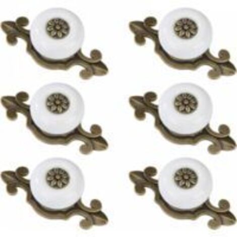 Ede Boutons de meuble en cuivre blanc (pièces), boutons de tiroir en céramique, boutons de meubles vintage avec vis en alliage.