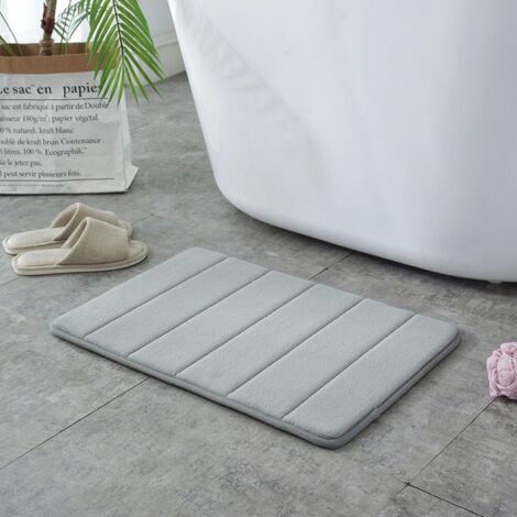 Ede Couverture matelassée grise 5080cm (polaire corail à base PVC de 1,0cm) Tapis de sol en polaire corail, lavable et facile à nettoyer, tapis de salle de bain, absorbant et antidérapant.