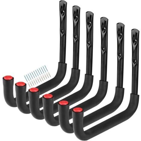 Ede Crochets de rangement robustes pour garage, support mural de 25 cm pour échelle, vélo, outils de jardin, chaise pliante, pelle, tuyau