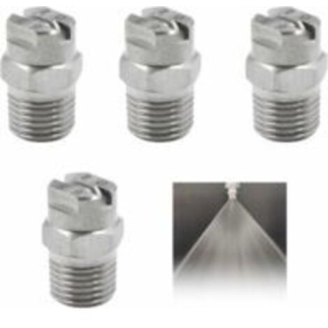 Ede Embouts de pulvérisation pour nettoyeur haute pression CSPARKV – buse sectorielle remplaçable, raccord fileté en acier inoxydable 1/4", ouverture à 65°, 1,3 mm, lot de 4