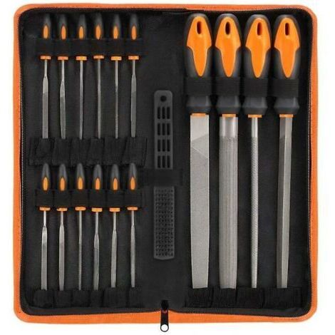 Ede Ensemble de 17 limes combinées en métal lime ronde en acier ensemble d'outils de meulage abrasif