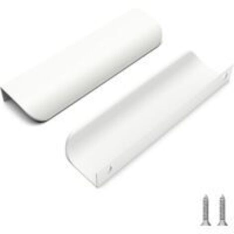 Ede Ensemble de 2 poignées de meubles en acier brossé doré, entraxe de 120 mm, filetage de 96 mm, ultra-plates, design blanc, style moderne, pour cuisine, salle de bain, salon.
