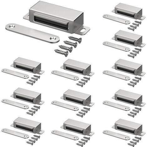 Ede Fermetures magnétiques pour meubles, loquets de porte pour cuisine, salle de bain, dressing, fermetures de placard, loquets de tiroir (argenté, lot de 10)