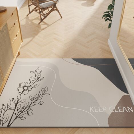 Ede Half City in Smoke and Sand - Édition horizontale 5080cm (Cuir) Tapis de sol en cuir imperméable et résistant à l'huile, lavable et facile d'utilisation, adapté à un usage domestique, y compris po