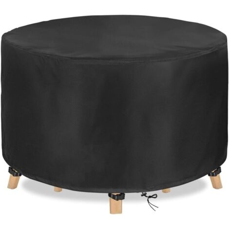 Ede Housse de protection ronde pour table de jardin, imperméable, en tissu Oxford argenté 210D, pour meubles de jardin, 180 x 90 cm