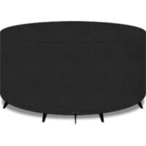 Ede Housse salon de jardin,housse de protection salon table de jardin ronde en tissu Oxford 210D imperméable coupe-vent anti-UV 130 x 70 cm ,noir