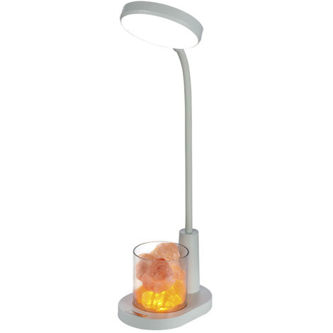 Ede Lampe de Bureau Enfant, Lampe de Table avec Sel de l'Himalaya, Lampe de Chevet à Changement de Couleur Automatique, avec Porte-Stylo, Lampe de Lecture Rechargeable Dimmable pour Enfants-girs