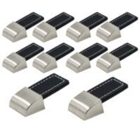 Ede Lot de 10 boutons de tiroir en cuir noir, avec vis, pour meubles, placards, cuisines et portes.