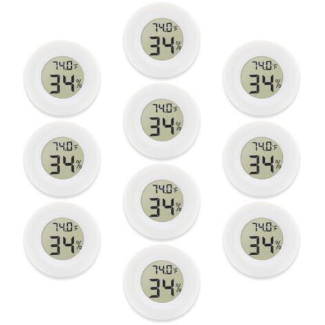 Ede Lot de 10 mini thermomètres hygromètres numériques avec écran LCD pour serre, jardin, cave, réfrigérateur et bocal Mason (blanc)