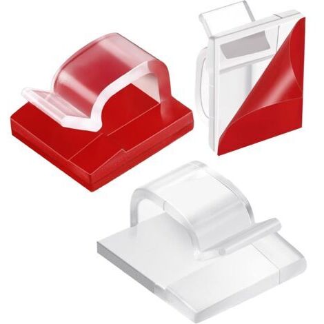 Ede Lot de 100 Clips de câble Autocollants pour éclairage extérieur - Mini Crochets pour Voiture, Bureau, Maison, décoration Lumineuse (Transparent, Taille S)