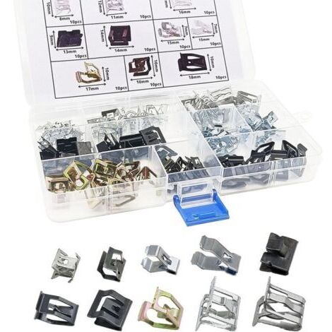Ede Lot de 100 clips en U pour garniture de voiture, 10 tailles, 4A0-867-276A, compatibles avec VW et Audi