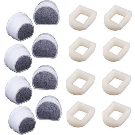 Ede Lot de 16 Préfiltres en Mousse et Filtre à Carbone Compatible avec PetSafe Drinkwell Fountain INOX 360 Avalon Pagoda Seascape et Sedona Fontaines, Filtre pour Fontaine à Eau Chat Chien