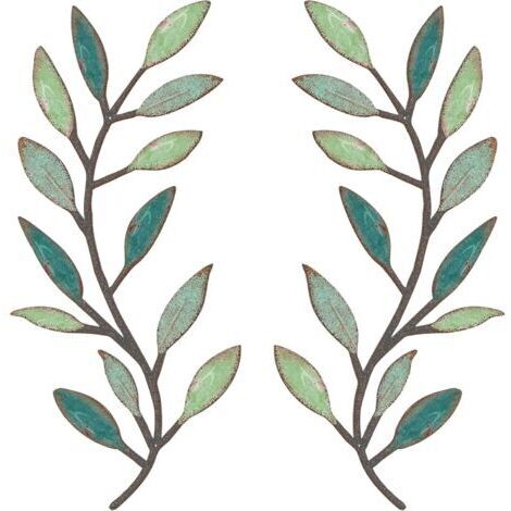 Ede Lot de 2 branches d'olivier en métal pour décoration murale, salon, couloir, extérieur (couleurs vives)