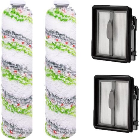 Ede Lot de 2 filtres de rechange et 2 brosses rotatives pour animaux de compagnie pour aspirateur multifonction 3-en-1 Bissell CrossWave (modèles 1866, 1785, 2052 et 1713)