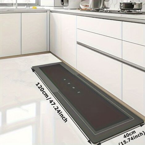 Ede Minimaliste - Gazon de diatomées gris foncé 40 x 60 cm Tapis de cuisine en terre de diatomées absorbante et dégraissante, résistant à l'usure, facile à nettoyer et antidérapant.