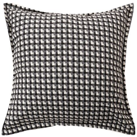 Ede Motif à carreaux noirs, blancs et gris, 60x80 cm (taie d'oreiller simple) Taies d'oreiller en coton et lin à motif pied-de-poule, coussins de tête de lit, coussins de dossier, coussins de salon, h