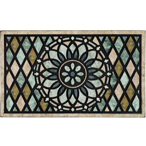 Ede Paillasson d'entrée 24 x 36 pouces, paillasson d'entrée extérieur pour la maison, tapis d'entrée extérieur, paillasson d'entrée extérieur, dos en caoutchouc antidérapant robuste, profil bas, fleur