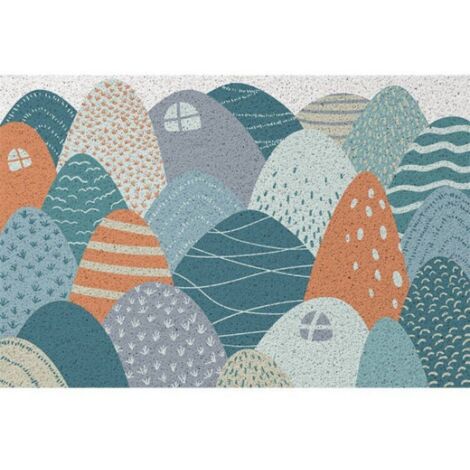 Ede Par-delà les collines - Bleu - Assiette horizontale 4060cm Soie Boucle Tapis de sol bouclé de style rustique, résistant à la saleté et à l'usure, découpable à volonté, antidérapant, grattant la bo