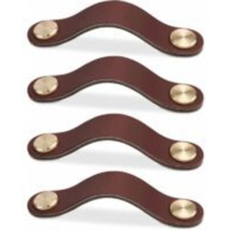 Ede Poignée de meuble en cuir (marron foncé, 96 mm), bouton de meuble, poignée de tiroir en cuir, poignée de meuble antique pour armoires, commodes, cuisine, salle de bain (pièces).