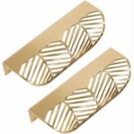 Ede Poignée de tiroir en forme de feuille, en laiton, pour portes de meubles, poignée de placard (2 pièces)