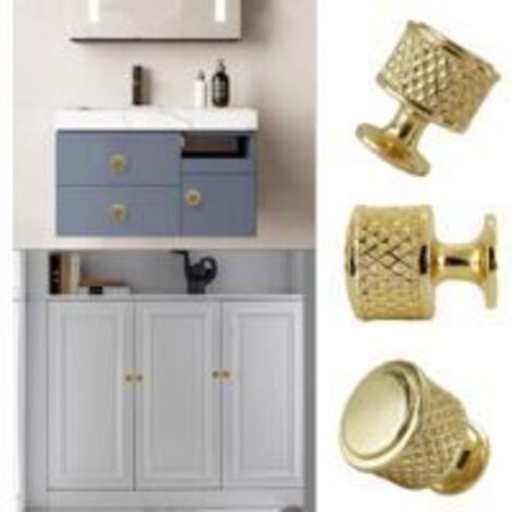 Ede Poignées de meubles dorées, poignées de tiroir à un trou, poignées de porte de meubles dorées, poignées de cuisine en alliage de zinc massif pour meubles, commodes, chambre, salle de bain, bureau