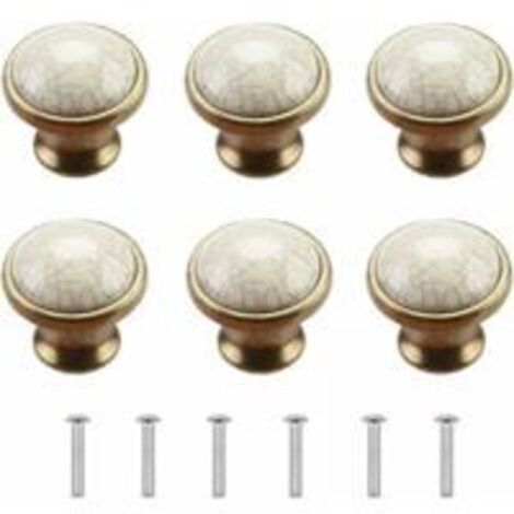Ede Poignées de meubles, poignées de portes d'armoires, ensemble de 6 poignées de meubles en céramique, poignées de meubles vintage, poignées de portes, poignées de commodes, poignées de portes de cui