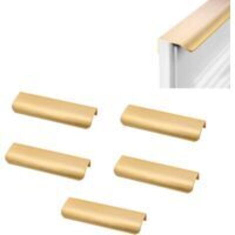 Ede Poignées de meubles Sollbry dorées, lot de 5 poignées invisibles en aluminium, 150 mm, pour tiroirs, armoires, meubles à chaussures, etc.