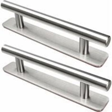 Ede Poignées de porte autocollantes, lot de 2, en acier inoxydable, 150 mm, pour portes de placards de cuisine, commodes et armoires, couleur argent.