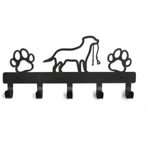 Ede Porte-manteau mural avec 5 crochets en forme de patte de chien, idéal pour suspendre chapeaux, clés et manteaux, couleur noire.