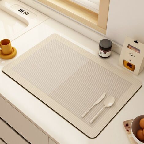 Ede Rencontre - Carré 3050cm (terre de diatomées) Tapis d'égouttage de cuisine, en terre de diatomées, résistant à l'usure et absorbant, pour table, table basse, tapis anti-brûlure et isolant thermiqu