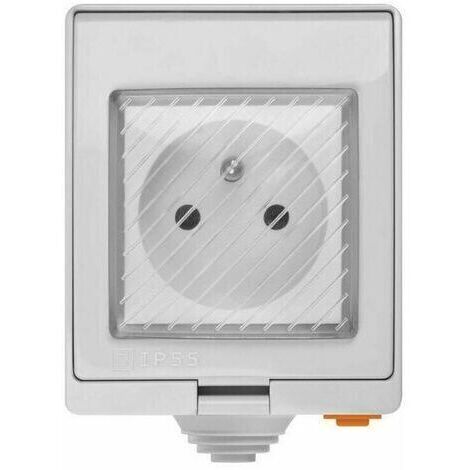 Ede S55 TPE-FR Prise Intelligente Extérieure 16A, Prise de Courant Connectée WiFi Étanche IP55,Compatible avec Android & iOS ,Contrôle à Distance,Commande Vocale,Fonction de Temps